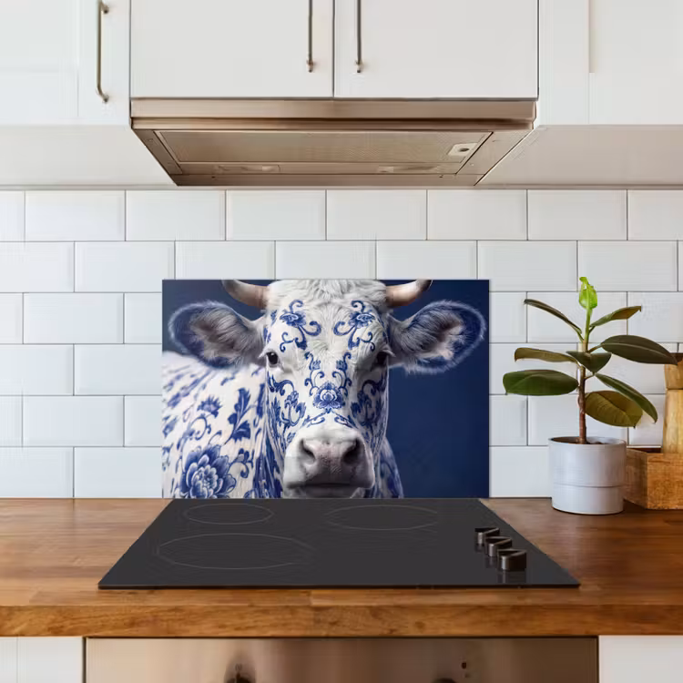 Paraschizzi cucina - Mucca - Delfts - Blu - Artistico — 3