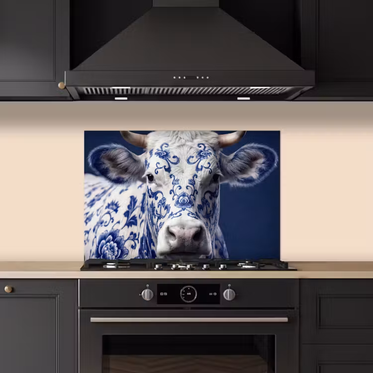 Paraschizzi cucina - Mucca - Delfts - Blu - Artistico — 5