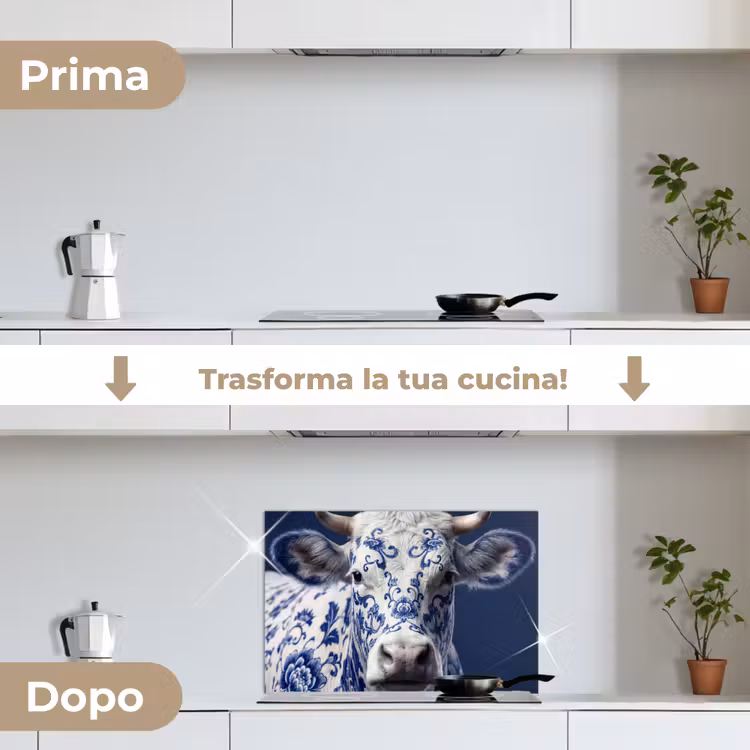 Paraschizzi cucina - Mucca - Delfts - Blu - Artistico — 7