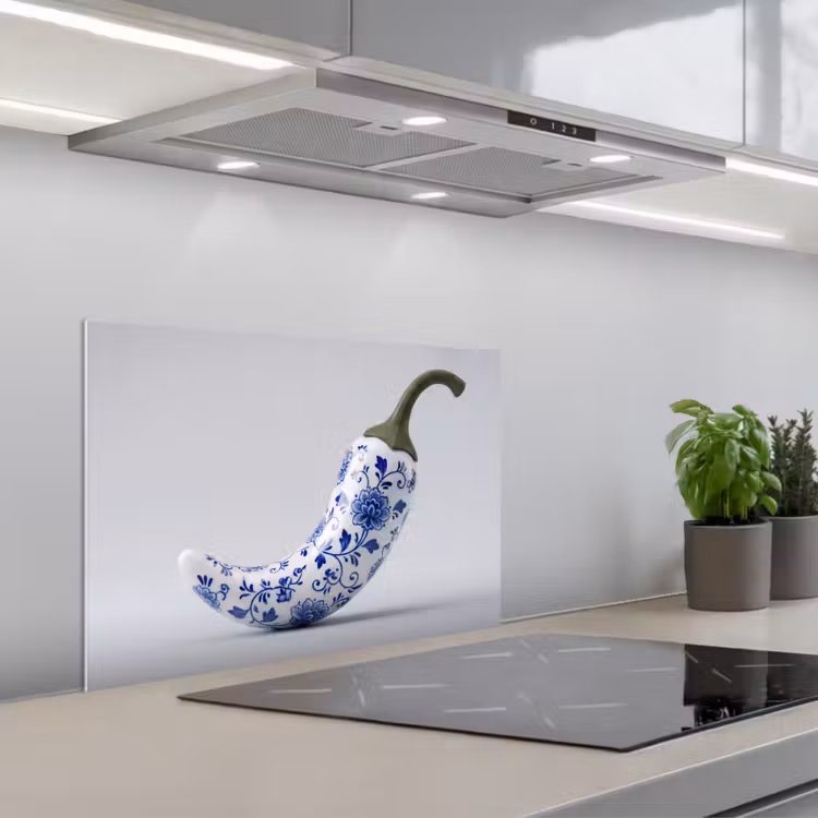 Paraschizzi cucina - Peperoncino - Ceramica - Blu — 1