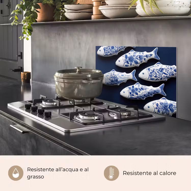 Paraschizzi cucina - Pesce - Delftware - Ceramica — 2