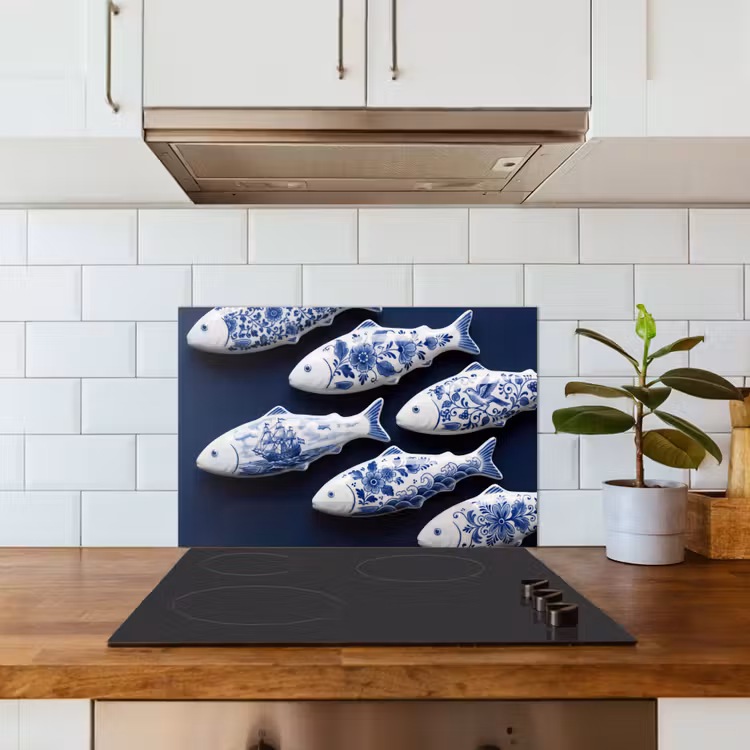 Paraschizzi cucina - Pesce - Delftware - Ceramica — 3