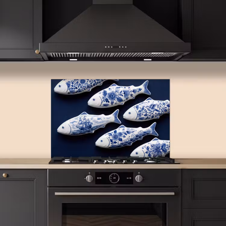 Paraschizzi cucina - Pesce - Delftware - Ceramica — 5