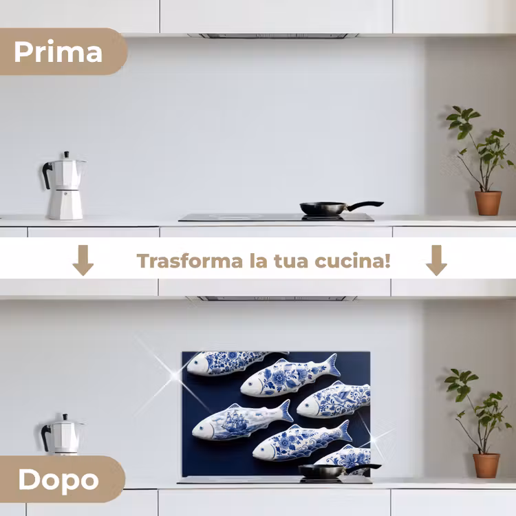 Paraschizzi cucina - Pesce - Delftware - Ceramica — 7