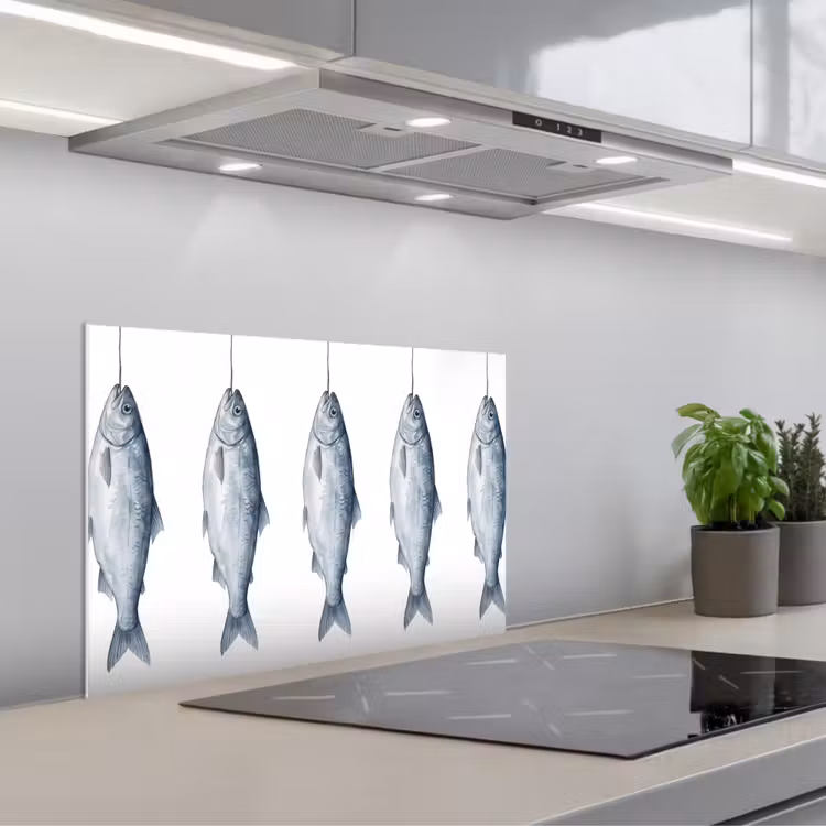 Paraschizzi cucina - Pesce - Illustrazione - Blu Delft — 1