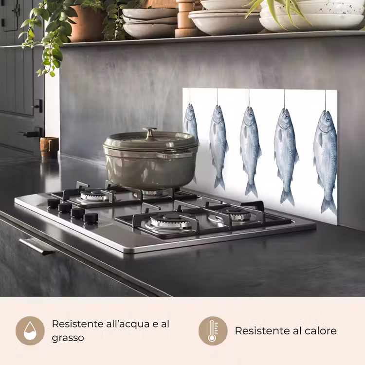 Paraschizzi cucina - Pesce - Illustrazione - Blu Delft — 2