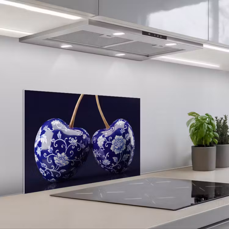 Paraschizzi cucina - Porcellana - Ciliegia - Delft - Blu — 1