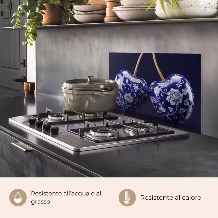 Paraschizzi cucina - Porcellana - Ciliegia - Delft - Blu — 2