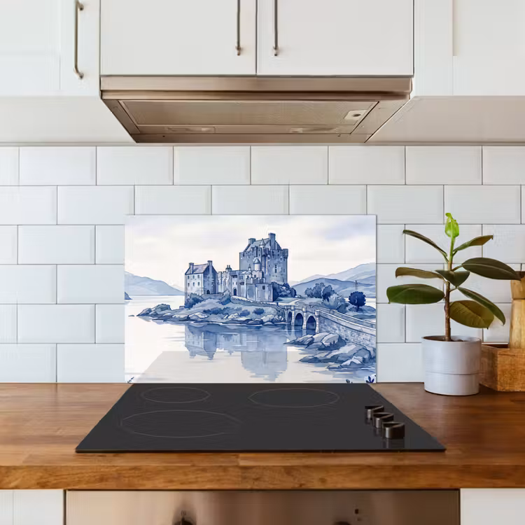 Paraschizzi cucina - Scozia - Castello - Blu - Acquerello — 3