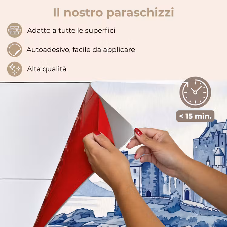 Paraschizzi cucina - Scozia - Castello - Blu - Acquerello — 4