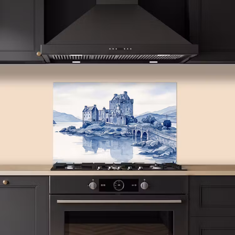 Paraschizzi cucina - Scozia - Castello - Blu - Acquerello — 5