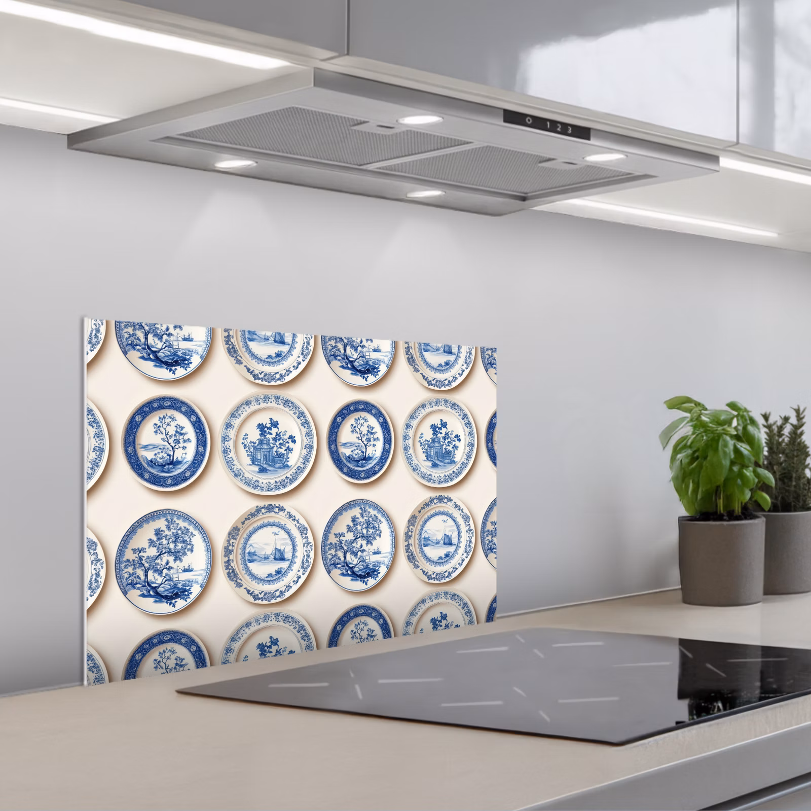 Paraschizzi cucina - Segni - Alberi - Piante - Blu — 1