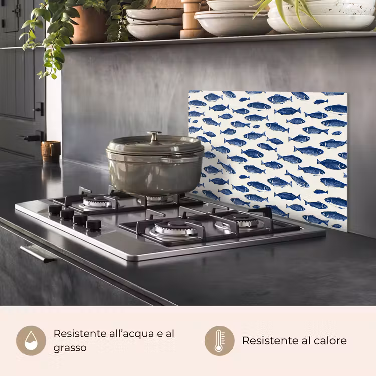 Paraschizzi cucina - Pesce - Motivo - Blu - Bianco — 2