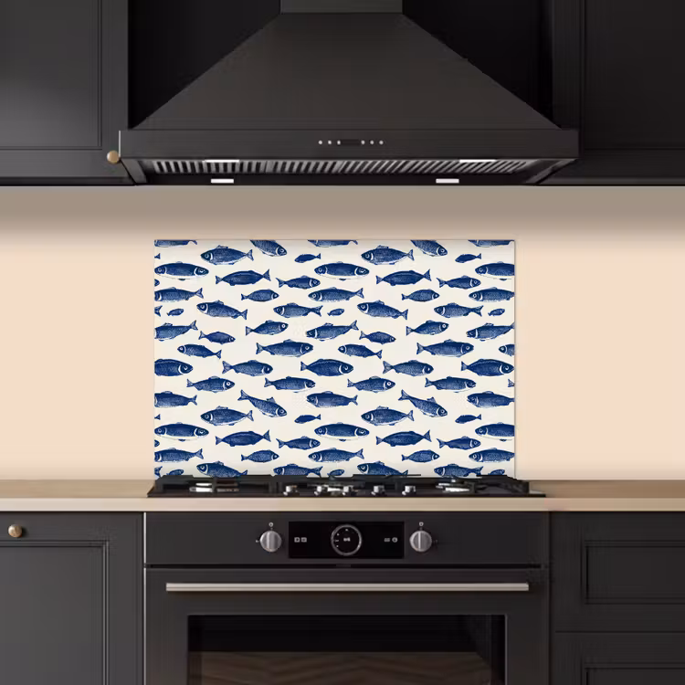 Paraschizzi cucina - Pesce - Motivo - Blu - Bianco — 5