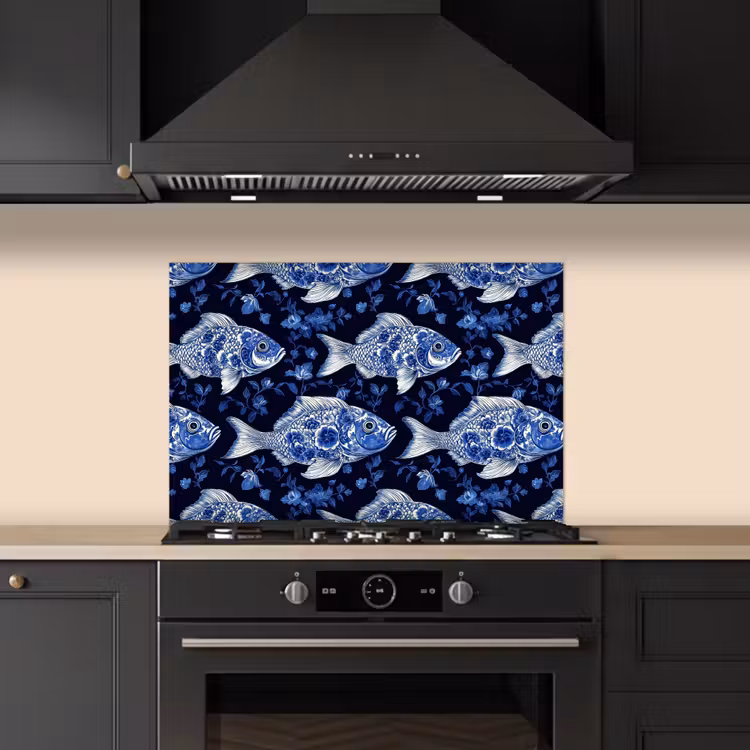 Paraschizzi cucina - Pesci - Fiori - Blu — 5