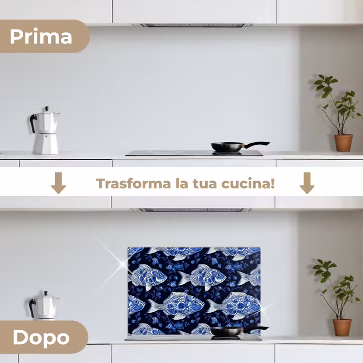 Paraschizzi cucina - Pesci - Fiori - Blu — 7