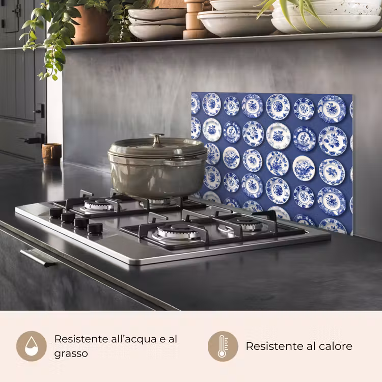 Paraschizzi cucina - Piatti - Floreale - Blu — 2