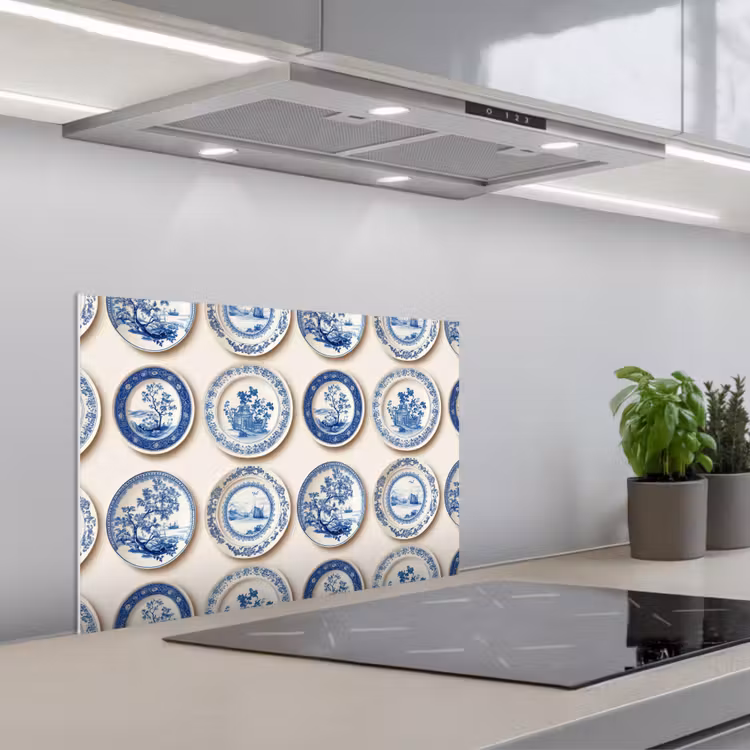 Paraschizzi cucina - Segni - Alberi - Piante - Blu — 1