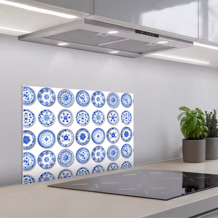 Paraschizzi cucina - Segni - Fiori - Motivo - Blu — 1