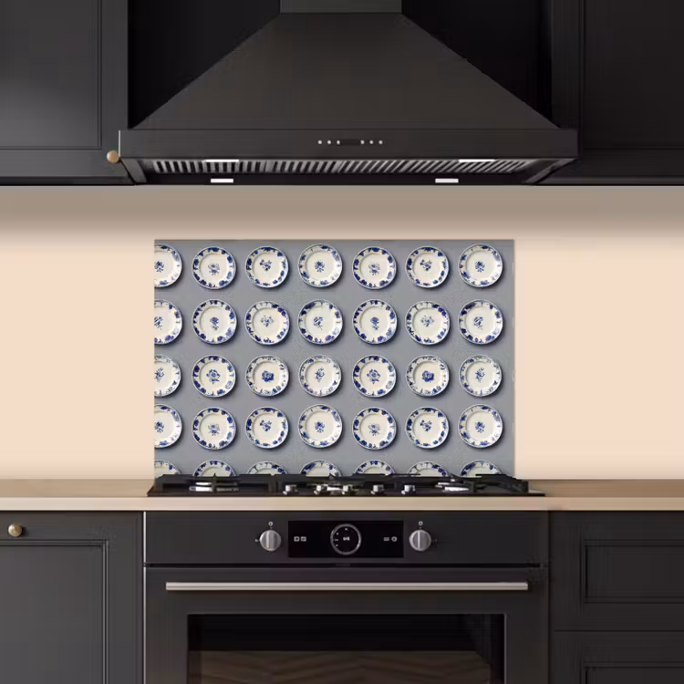 Paraschizzi cucina - Segni - Fiori - Blu - Bianco — 5
