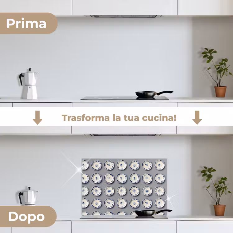 Paraschizzi cucina - Segni - Fiori - Blu - Bianco — 7