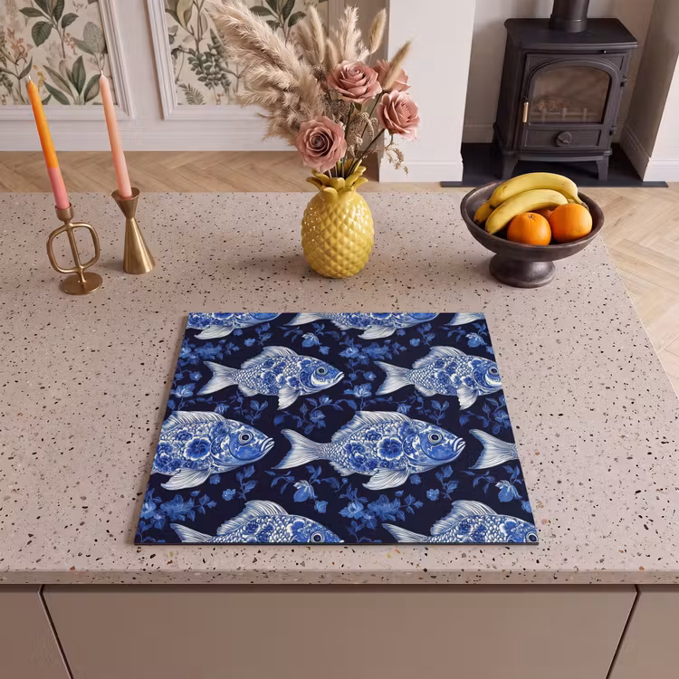 Protezione piano induzione - Pesci - Fiori - Blu — 3
