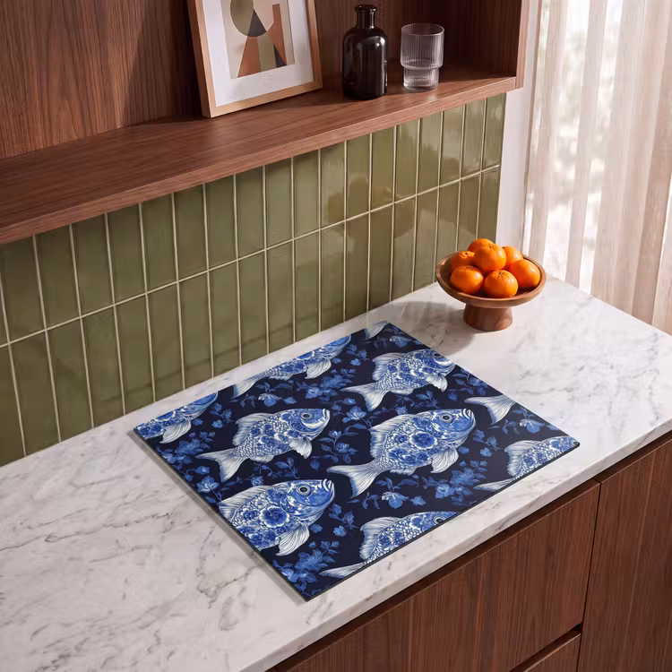 Protezione piano induzione - Pesci - Fiori - Blu — 4