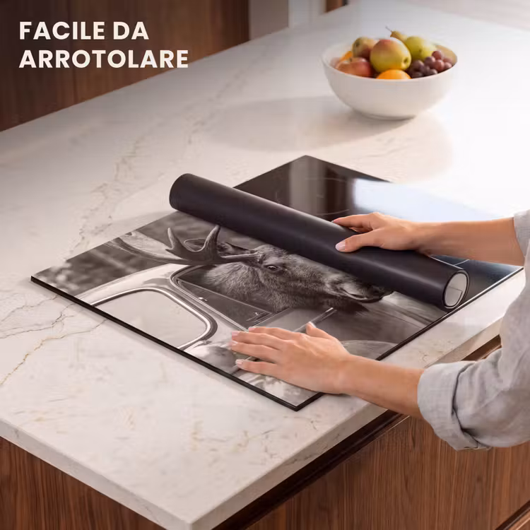 Protezione piano induzione - Alce - Auto - Corna - Nero - Bianco — 7