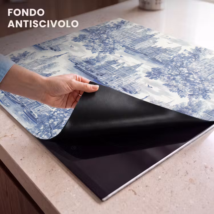 Protezione piano induzione - Case - Alberi - Acqua - Uccelli - Blu — 6