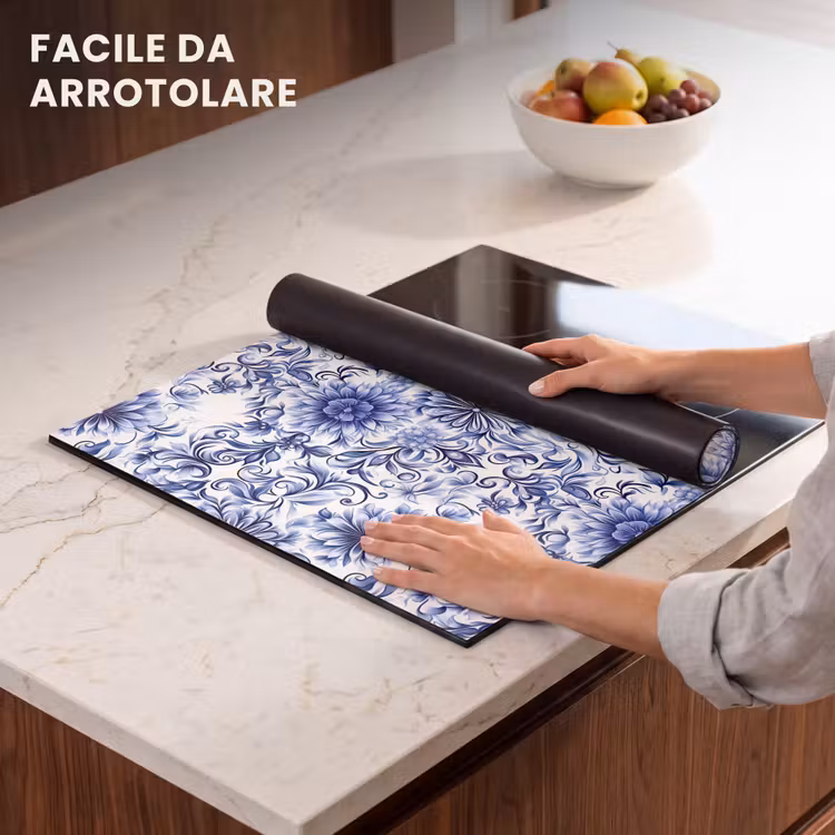 Protezione piano induzione - Fiori - Blu - Motivo - Bianco — 7