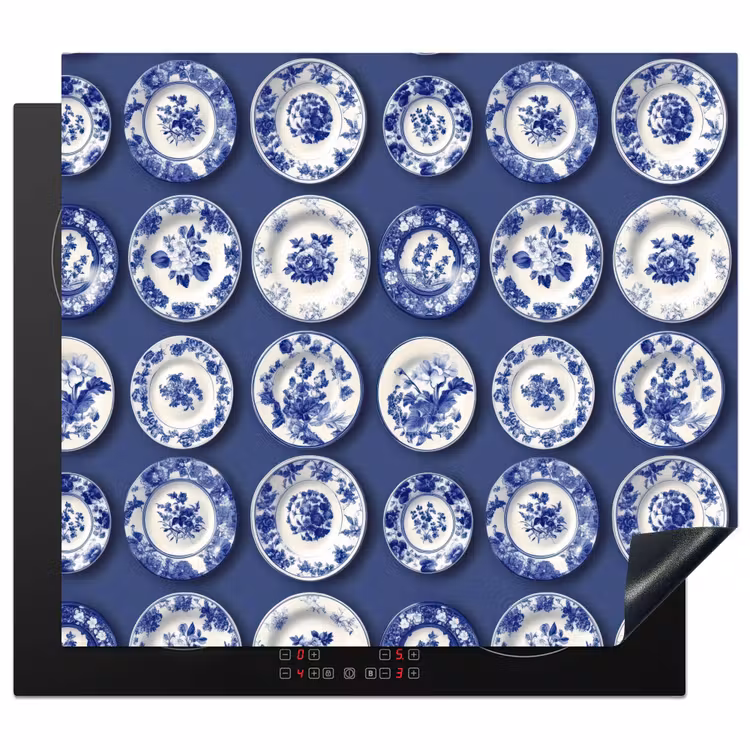 Protezione piano induzione - Piatti - Floreale - Blu — 1