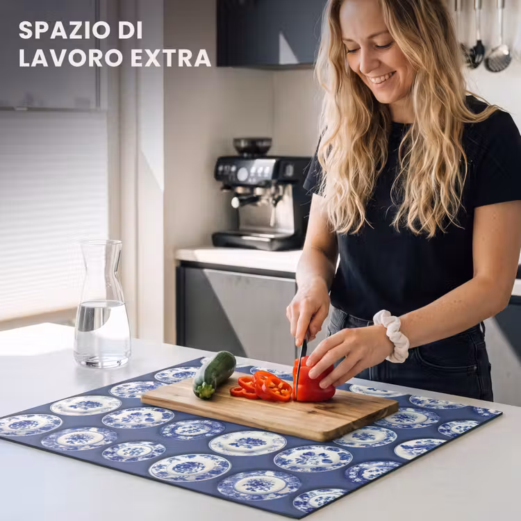 Protezione piano induzione - Piatti - Floreale - Blu — 5