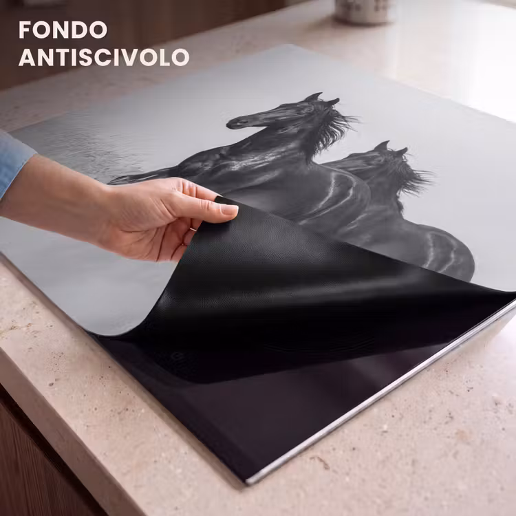 Protezione piano induzione - Cavalli - Erba - Nero - Bianco — 6