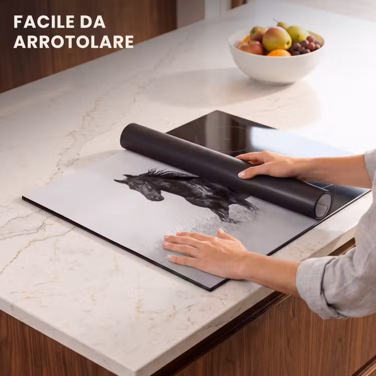 Protezione piano induzione - Cavalli - Erba - Nero - Bianco — 7