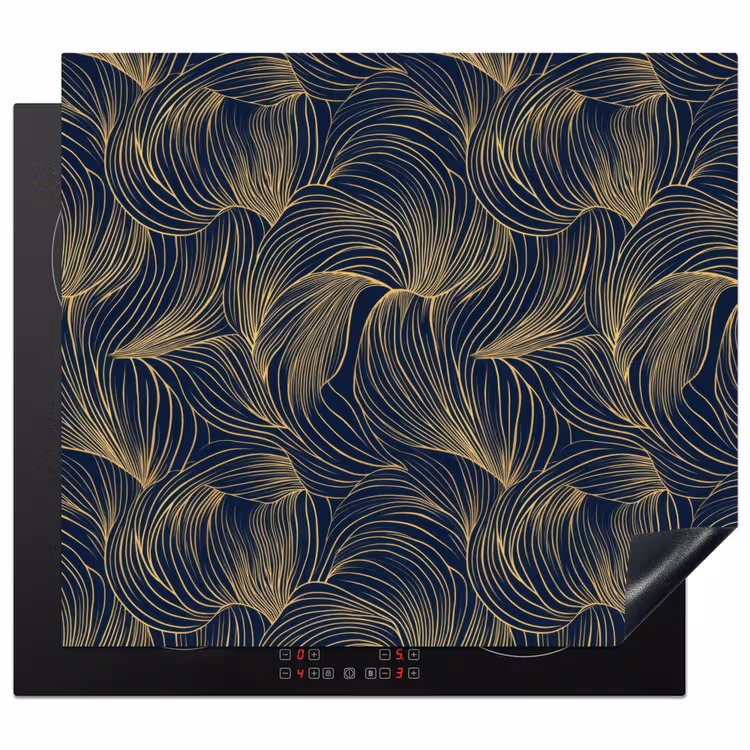 Protezione piano induzione - Astratto - Linee - Blu - Oro — 1