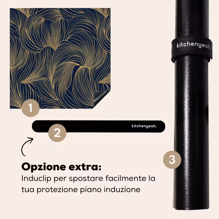 Protezione piano induzione - Astratto - Linee - Blu - Oro — 8