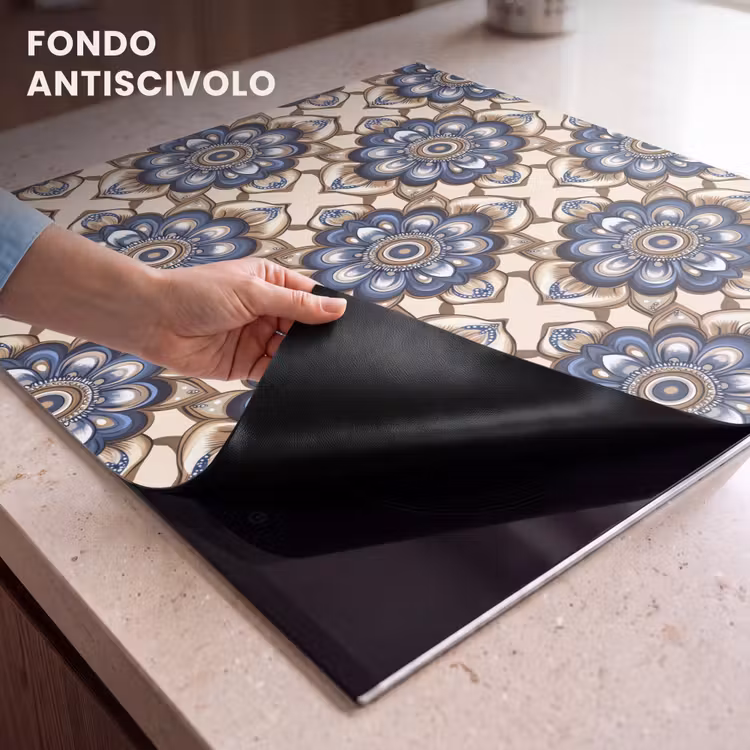 Protezione piano induzione - Floreale - Ornamento - Blu — 6