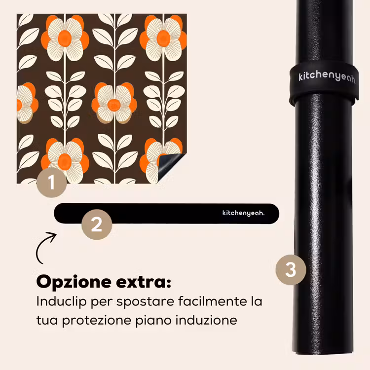 Protezione piano induzione - Fiori - Retrò - Marrone — 8