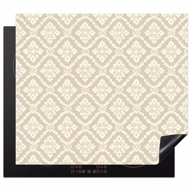 Protezione piano induzione - Floreale - Ornamento - Beige — 1