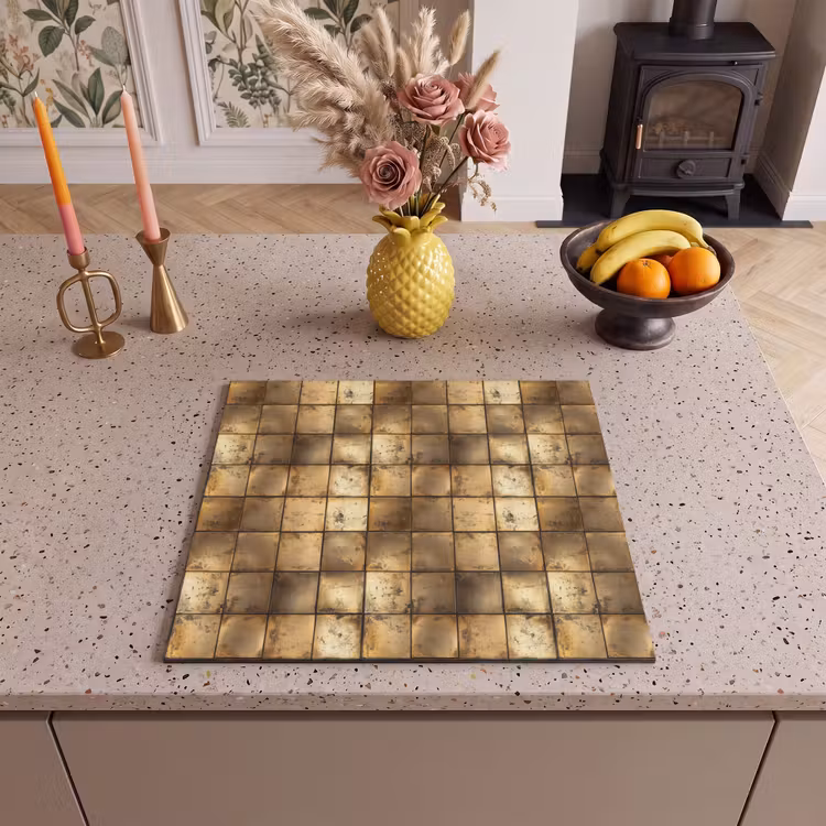Protezione piano induzione - Geometrico - Piastrelle - Oro — 3