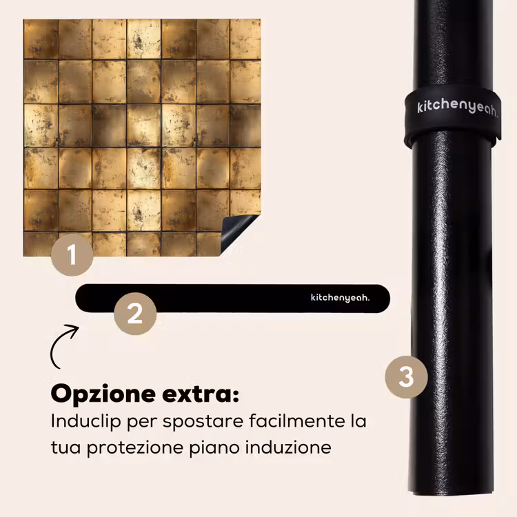 Protezione piano induzione - Geometrico - Piastrelle - Oro — 8