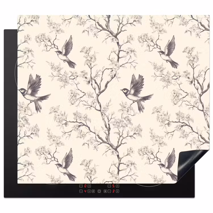 Protezione piano induzione - Rami - Uccelli - Beige — 1