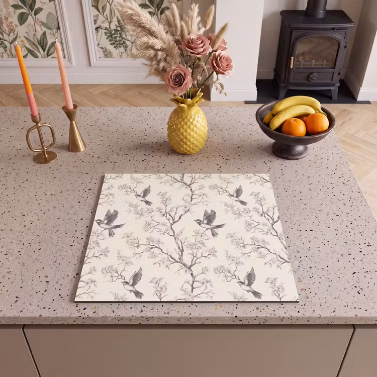 Protezione piano induzione - Rami - Uccelli - Beige — 3