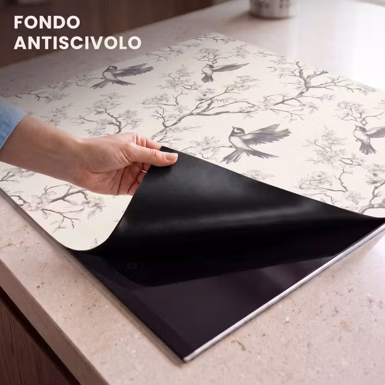 Protezione piano induzione - Rami - Uccelli - Beige — 6