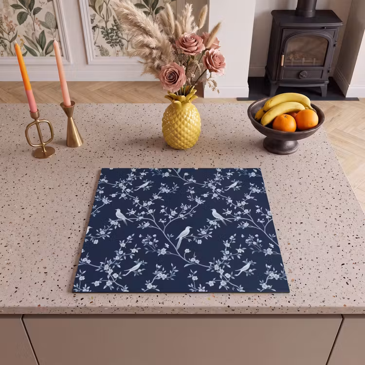 Protezione piano induzione - Grafica - Ramo di fiori - Blu — 3