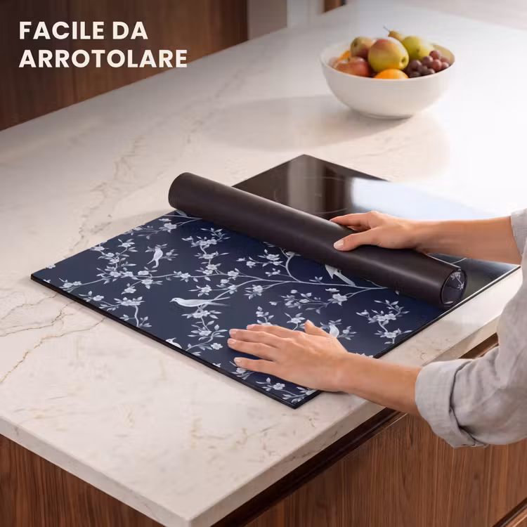 Protezione piano induzione - Grafica - Ramo di fiori - Blu — 7