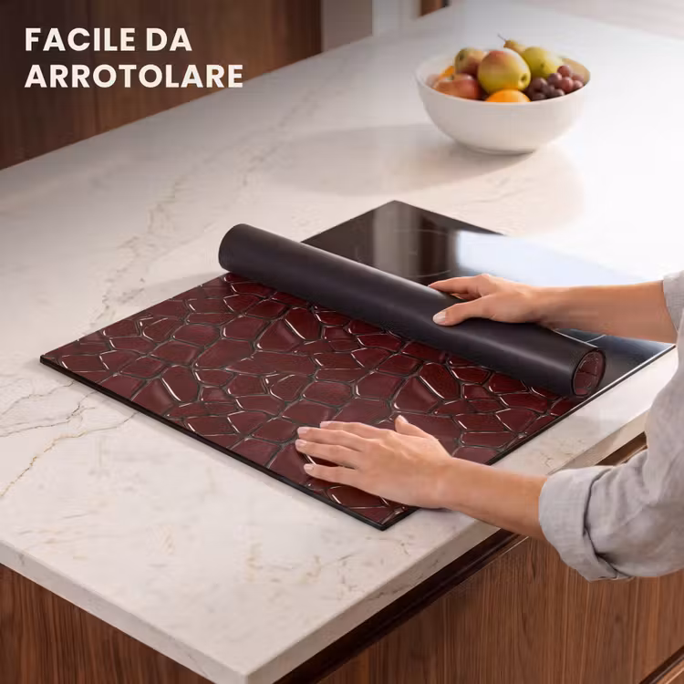 Protezione piano induzione - Mosaico - Piastrella - Rosso borgogna — 7