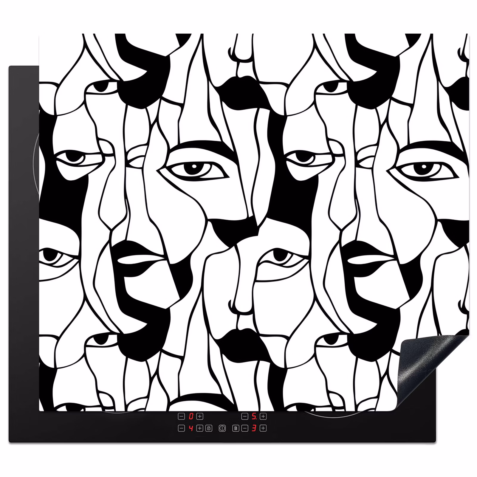 Protezione piano induzione - Linee - Volti - Nero - Bianco — 1