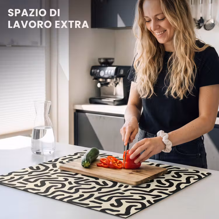 Protezione piano induzione - Astratto - Linee - Nero — 5