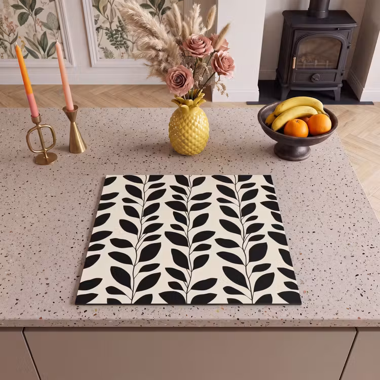 Protezione piano induzione - Botanico - Motivo - Nero - Beige — 3
